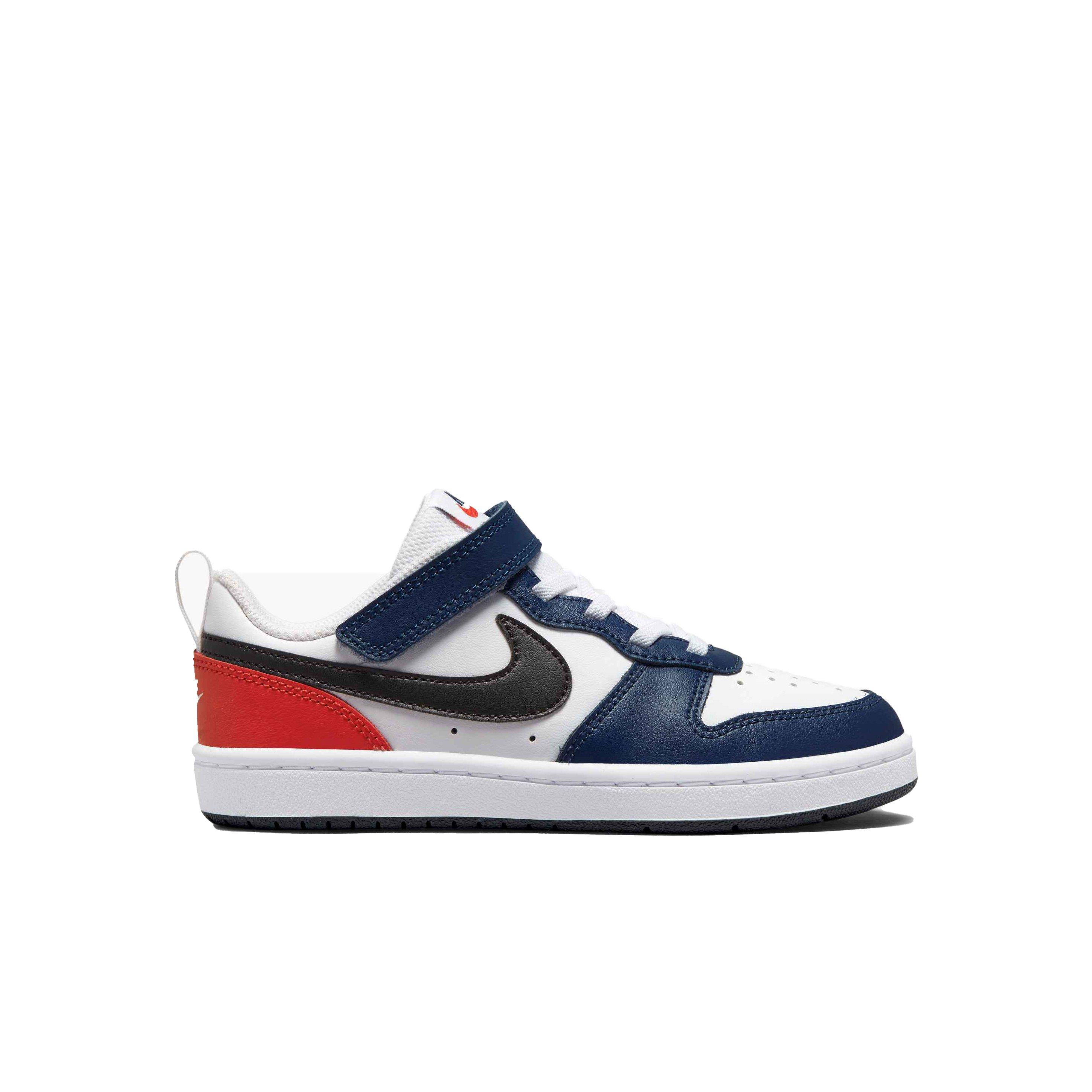 Nike Court Borough Low 2 BPV "White/Black/Midnight Navy" Preschool Boys' Shoe